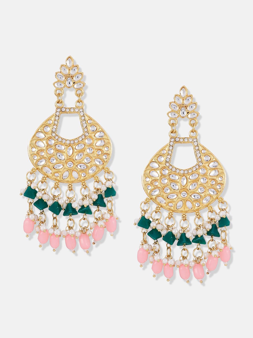 ATIBELLE Gold Plated Kundan Stone Studded & Beaded Jewellery Set
