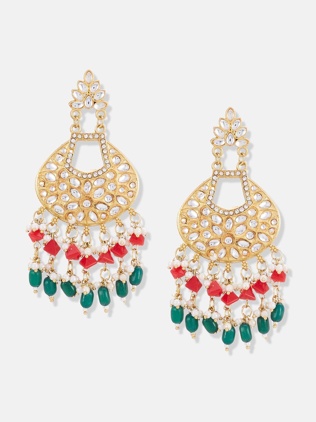 ATIBELLE Gold-Plated Kundan-Studded & Beaded Jewellery Set