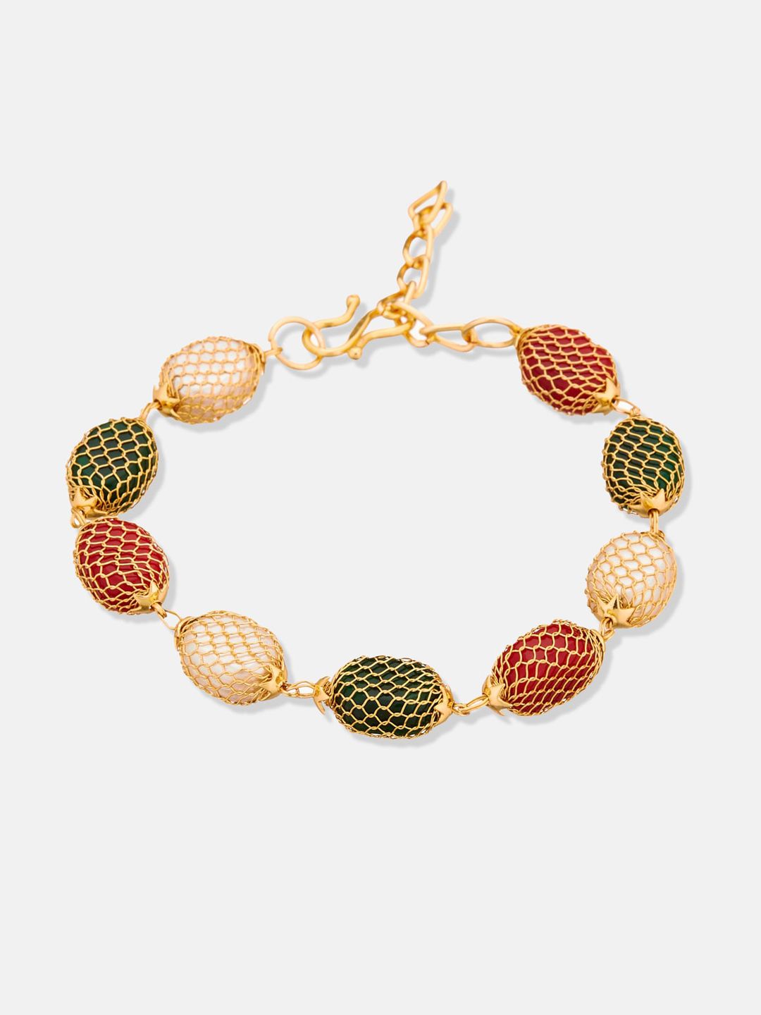 ATIBELLE Gold-Plated Kundan-Studded & Beaded Jewellery Set