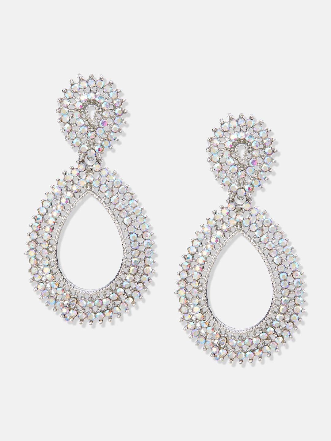 ATIBELLE Silver Plated & Stone Studded Jewellery Set