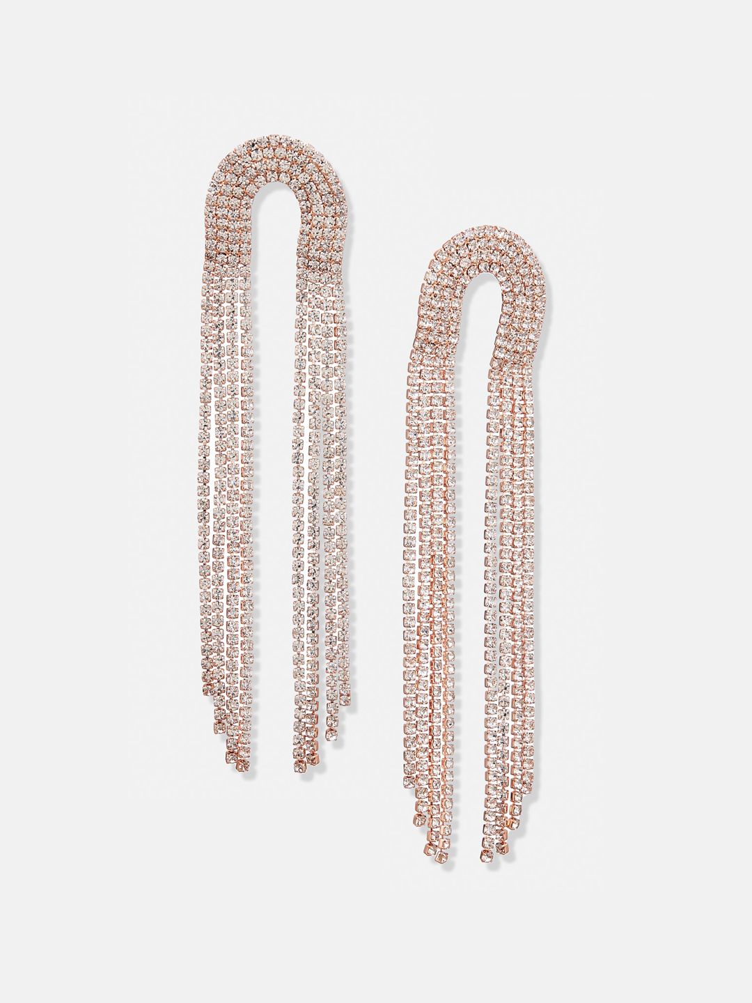 ATIBELLE Rose Gold Plated Stones Studded Floral Shaped Ring & Earrings Jewellery Set