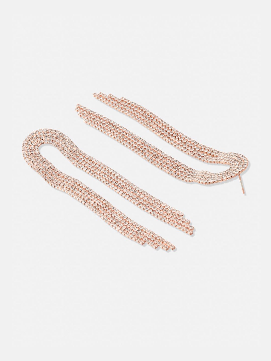 ATIBELLE Rose Gold Plated Stones Studded Floral Shaped Ring & Earrings Jewellery Set