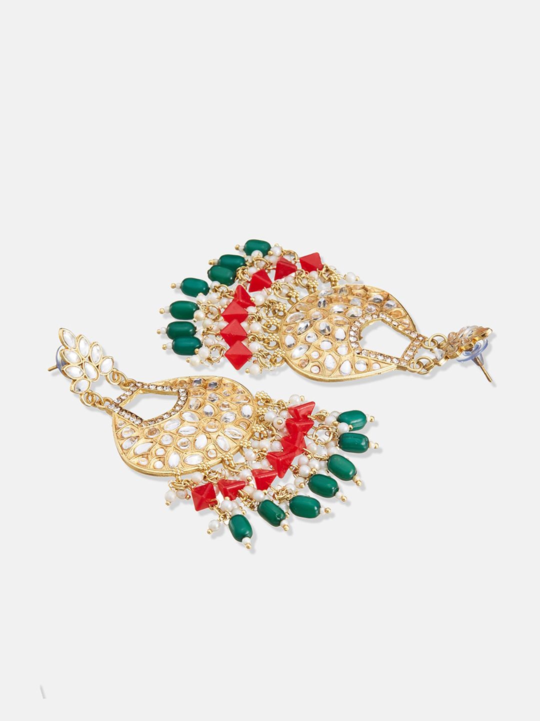 ATIBELLE Gold-Plated Kundan Stone-Studded & Beaded Jewellery Set