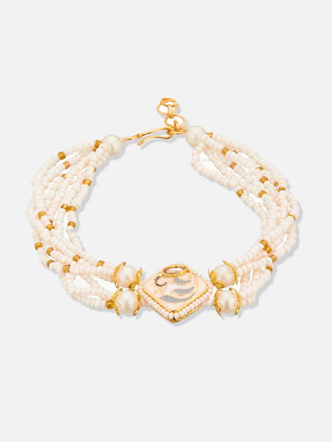 ATIBELLE Gold-Plated Kundan Stone-Studded & Beaded Jewellery Set