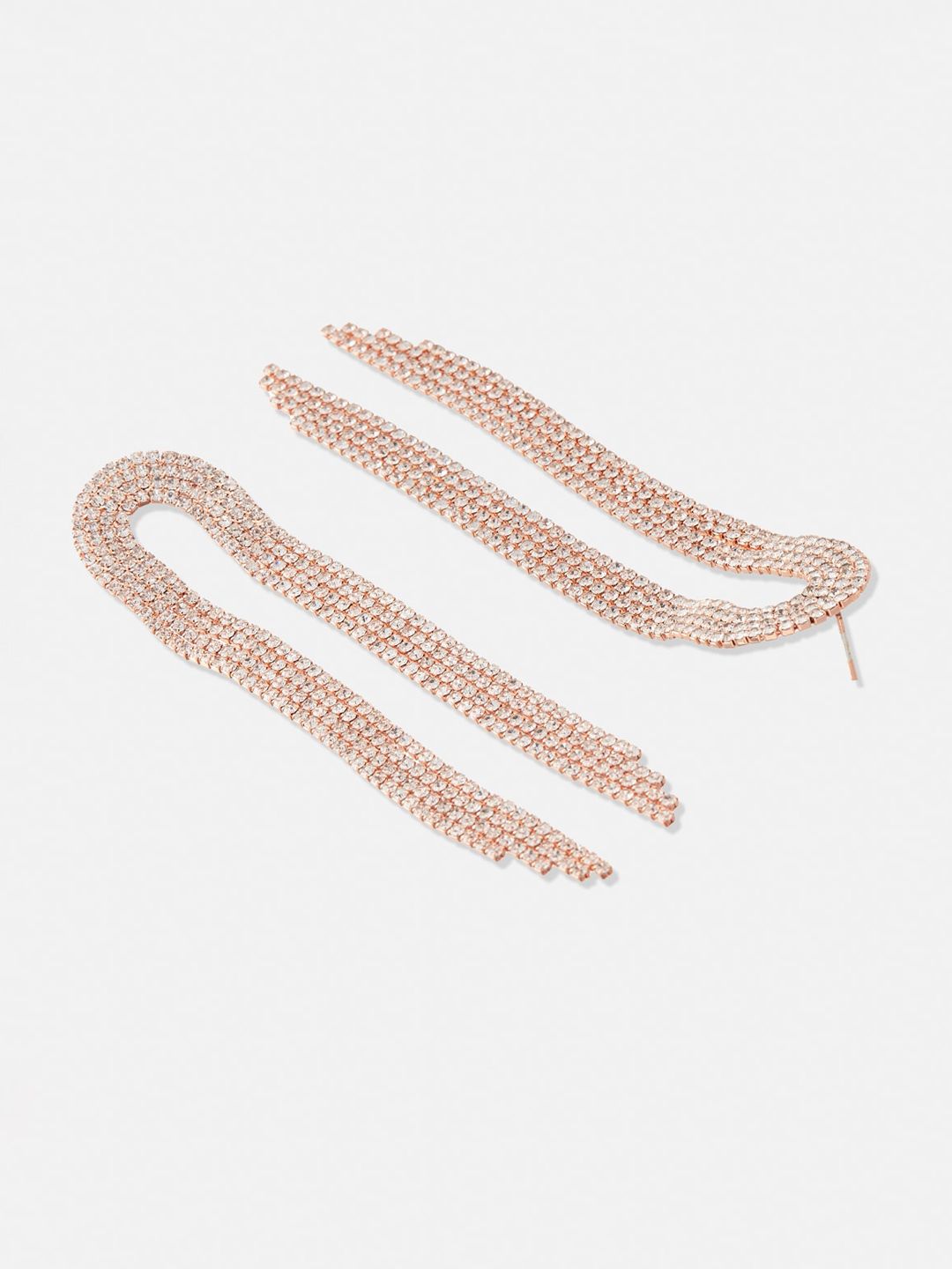 ATIBELLE Set Of 2 Silver & Rose Gold Plated Stones Studded Jewellery Set
