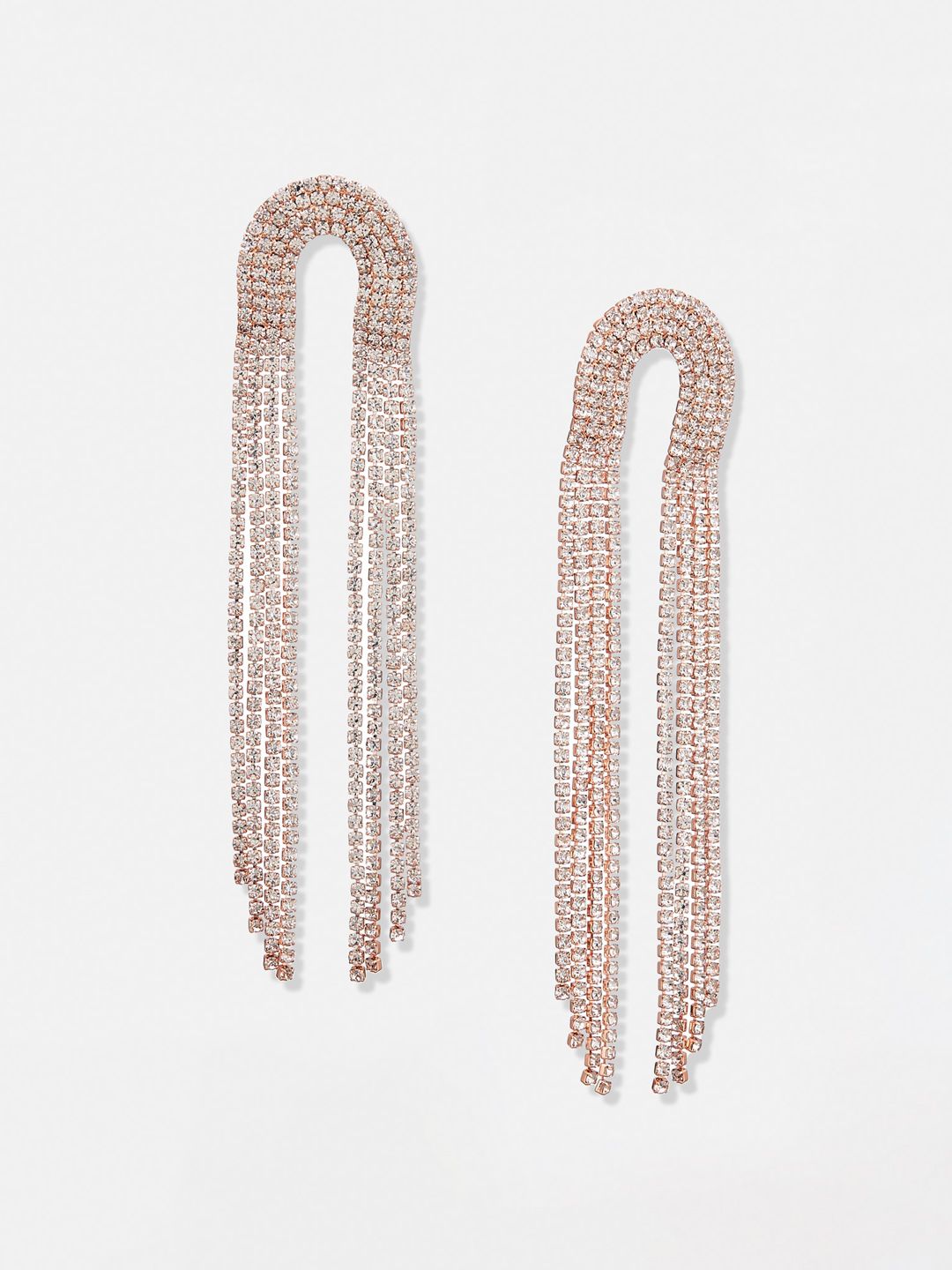 ATIBELLE Set Of 2 Silver & Rose Gold Plated Stones Studded Jewellery Set