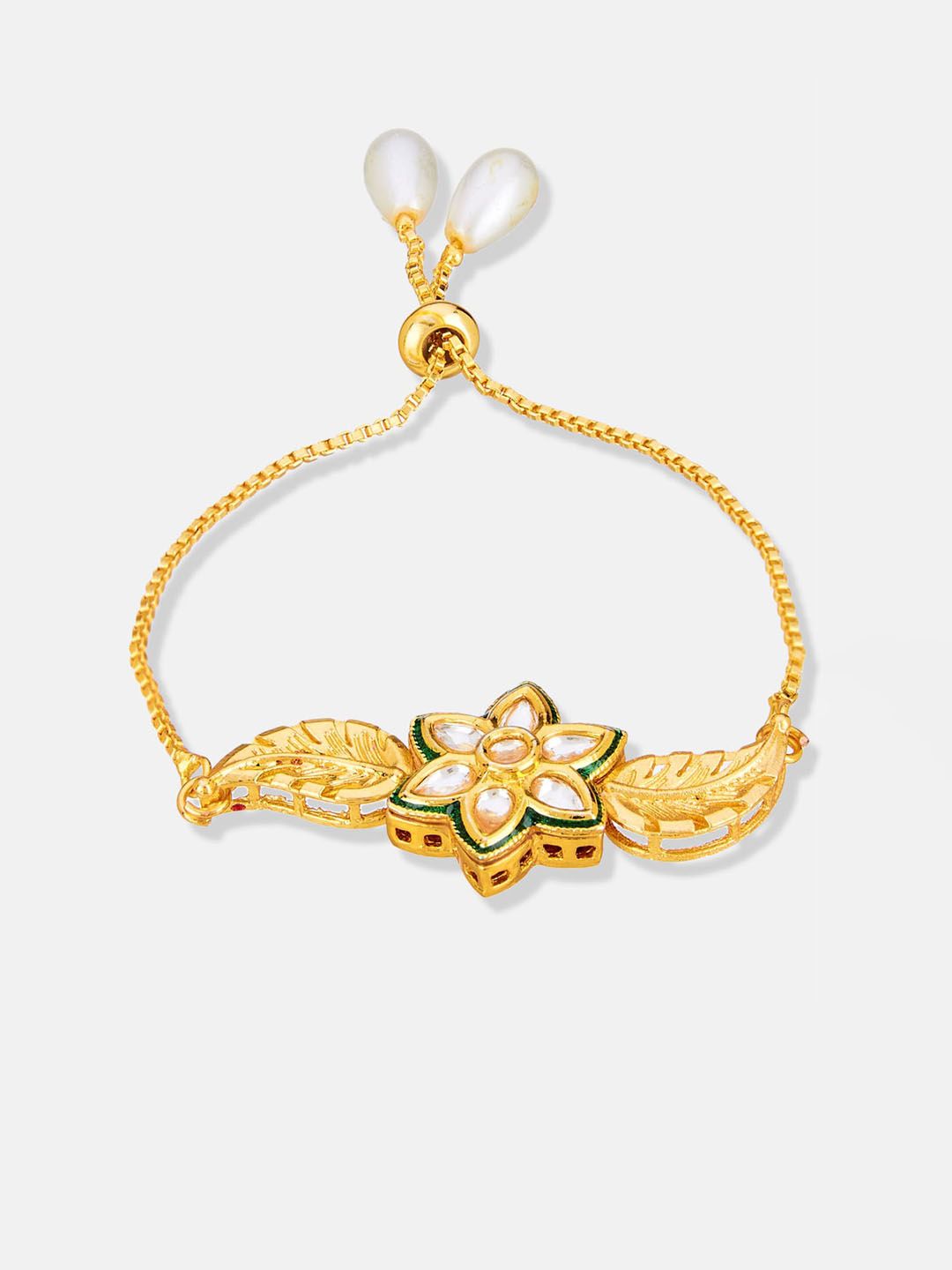 ATIBELLE Set Of 2 Gold & Silver-Plated Kundan-Studded Wraparound Bracelets