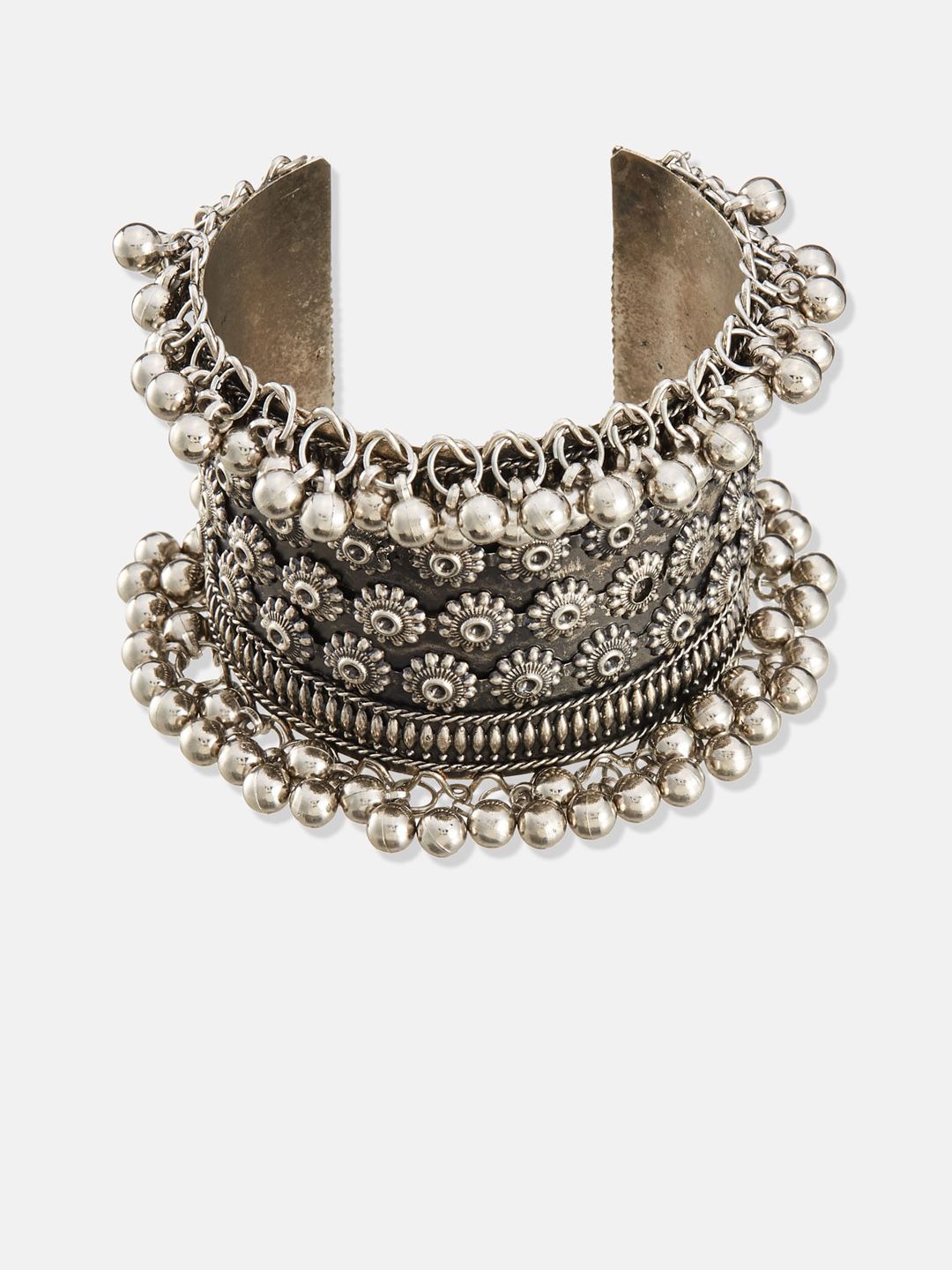 ATIBELLE Silver-Plated Stone-Studded & Beaded Jewellery Set