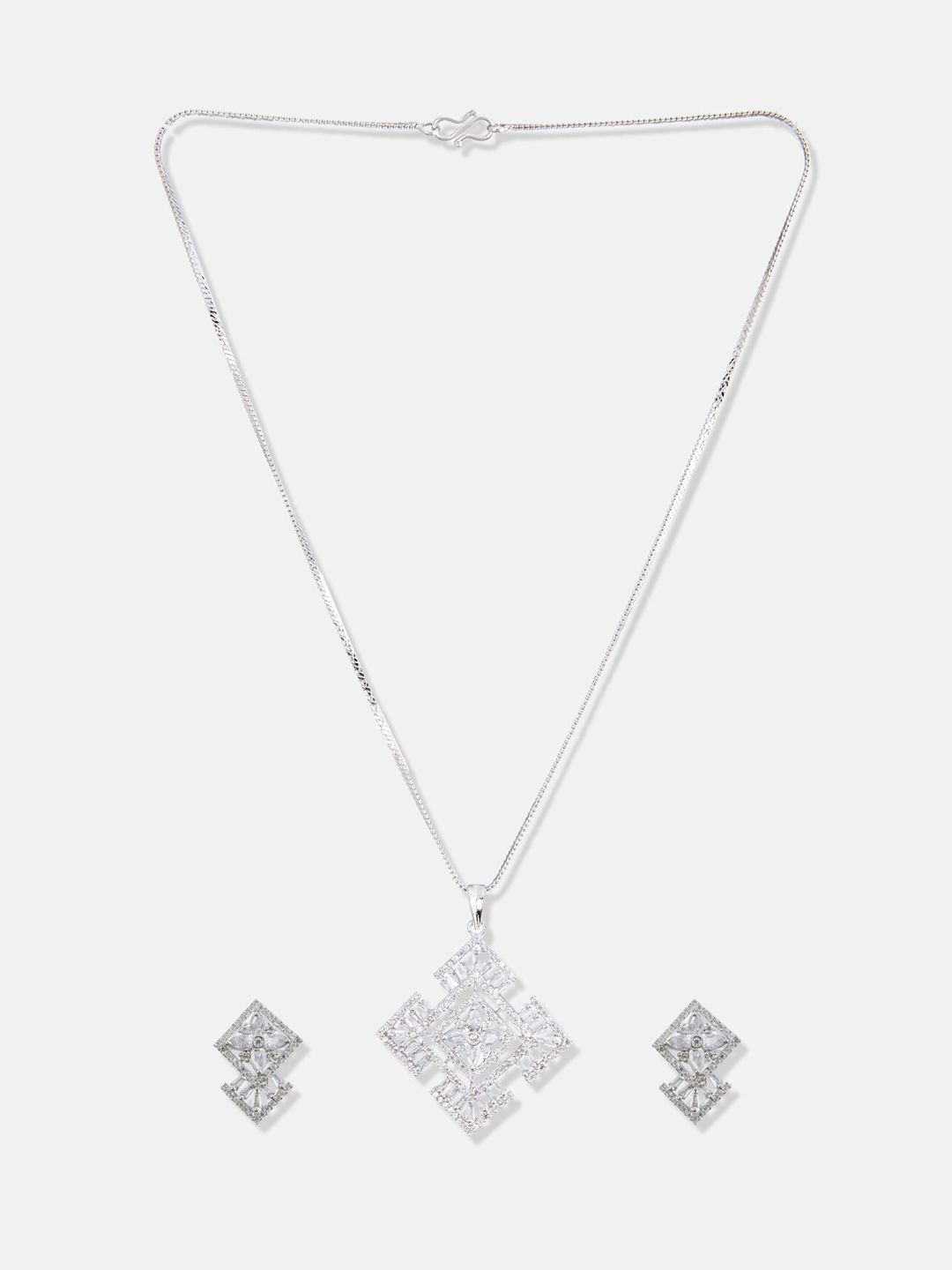 ATIBELLE Silver Plated & CZ Studded Jewellery Set
