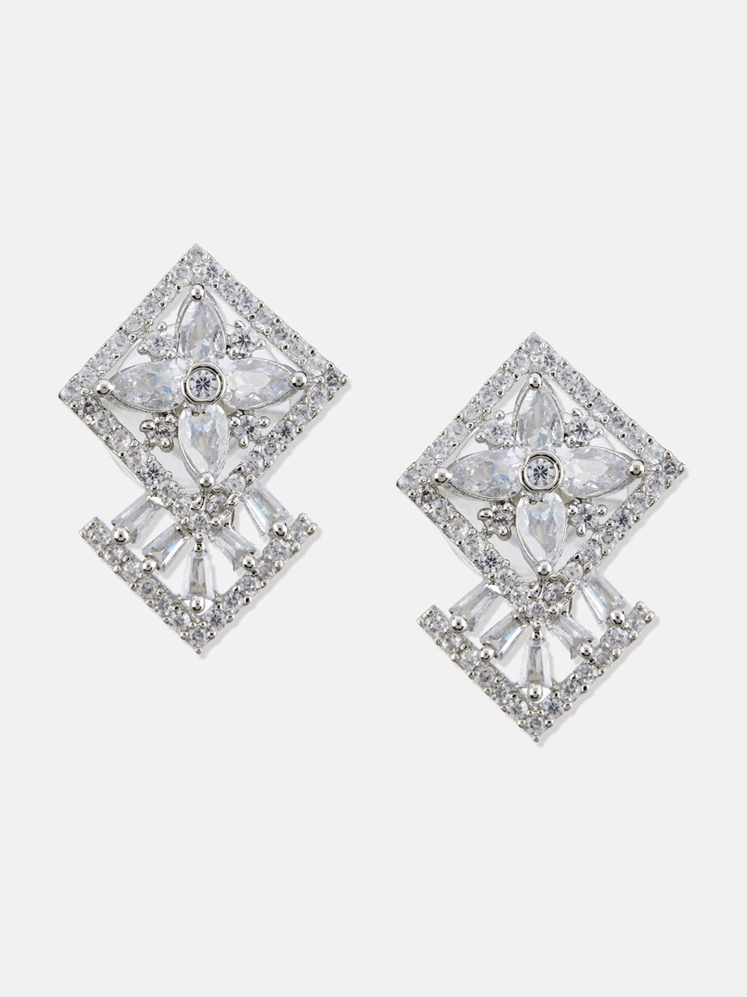 ATIBELLE Silver Plated & CZ Studded Jewellery Set