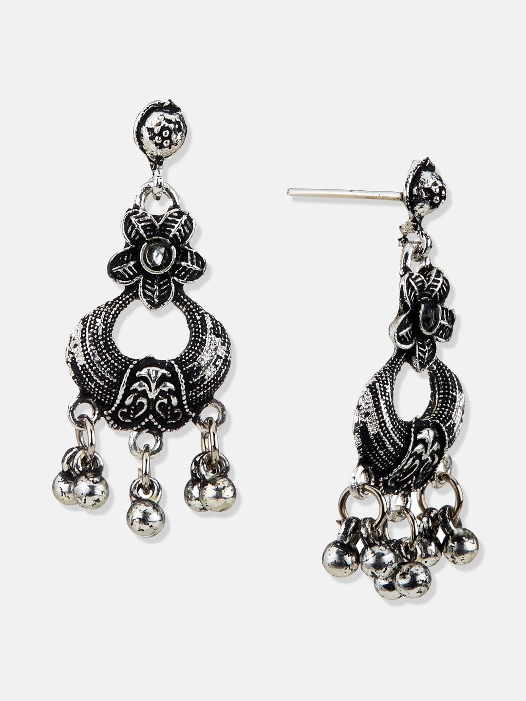 ATIBELLE German Silver-Plated Stone Studded Floral Shaped Jewellery Set
