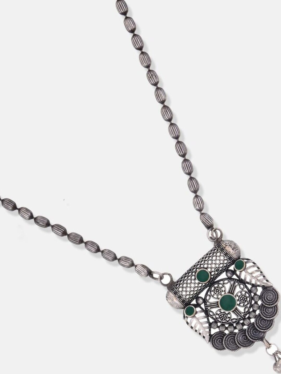 ATIBELLE German Silver-Plated Stone-Studded Floral Shaped Bangle & Necklace