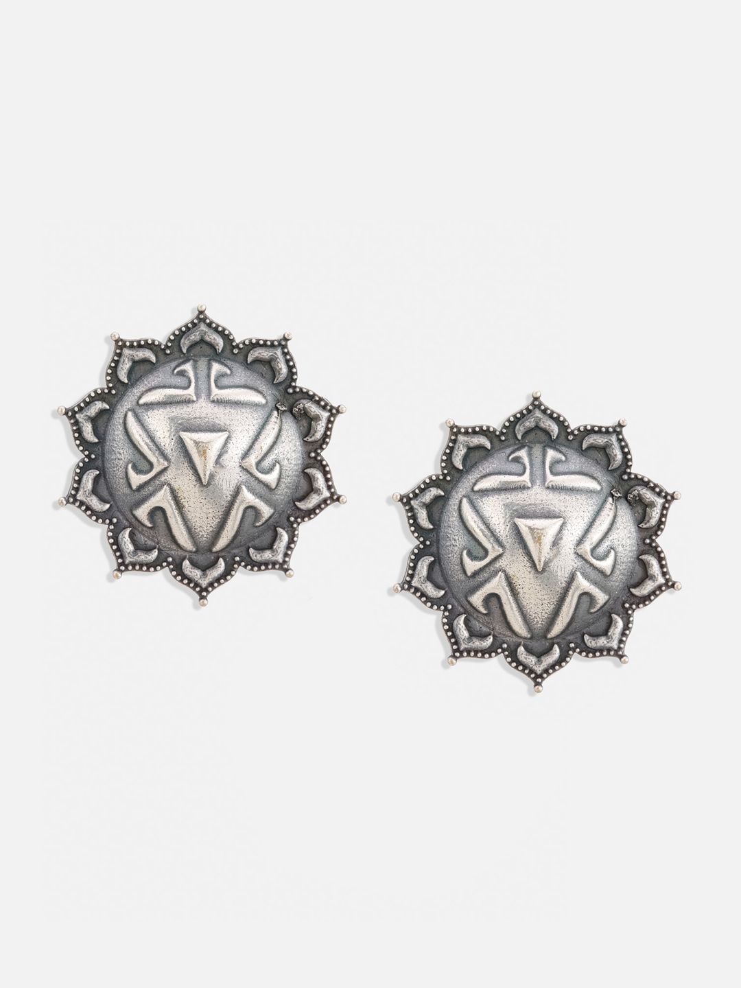ATIBELLE German Silver-Plated Floral Shaped Necklace & Earrings