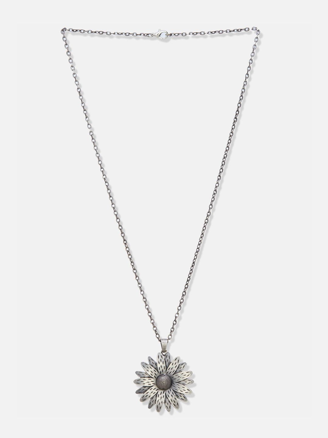 ATIBELLE German Silver-Plated Floral Shaped Necklace & Earrings