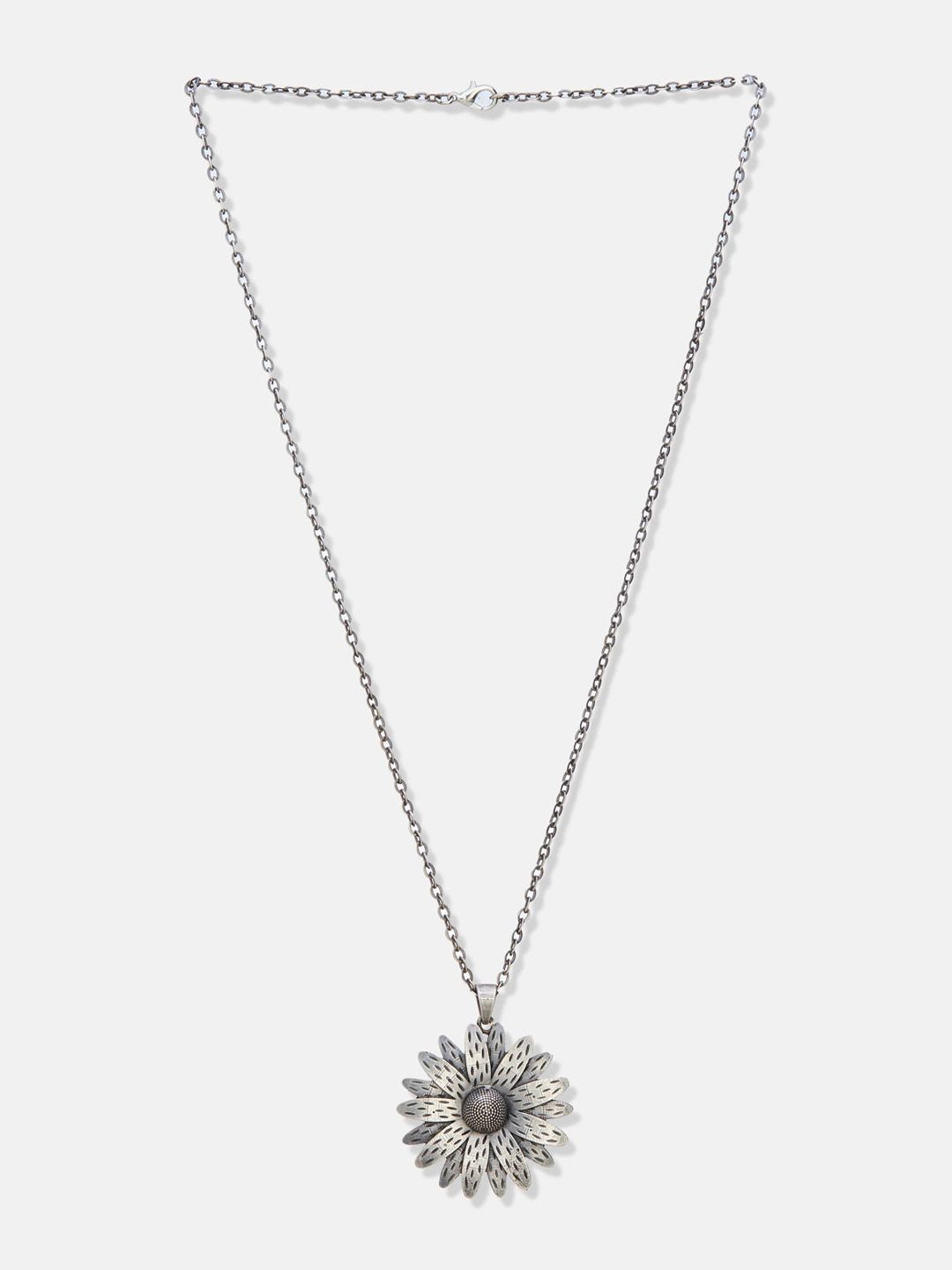 ATIBELLE German Silver-Plated Stone-Studded Floral Shaped Necklace & Earrings