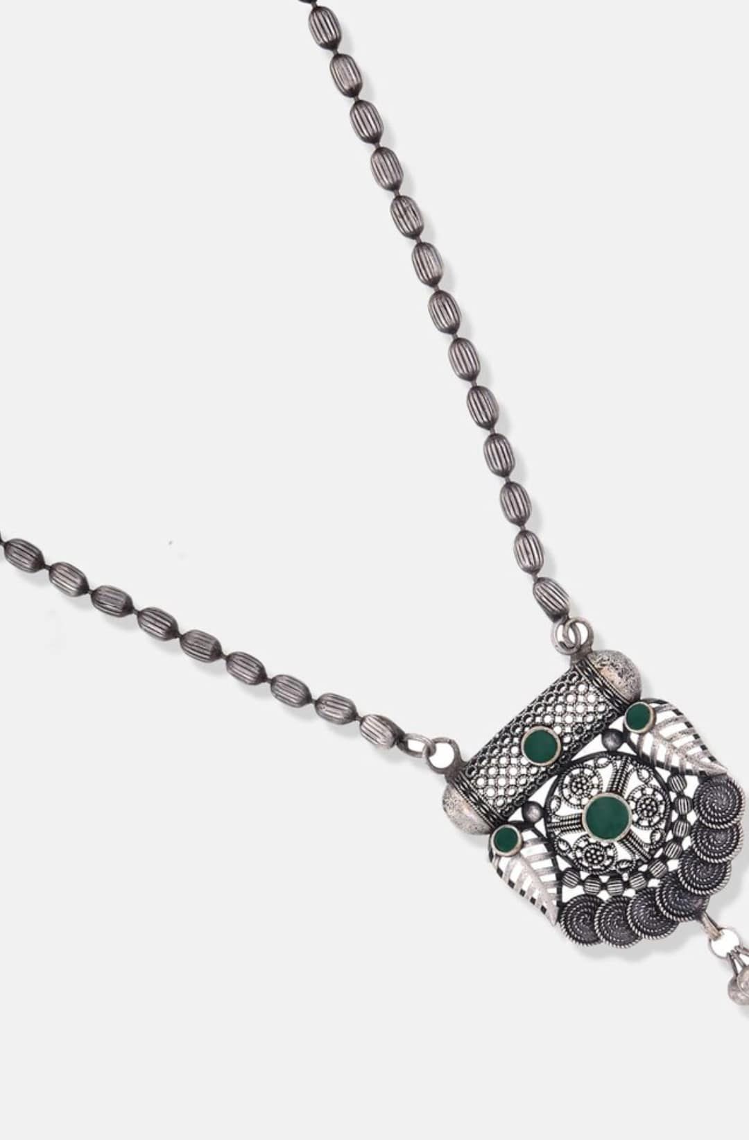 ATIBELLE Silver-Plated Stone-Studded & Beaded Jewellery Set