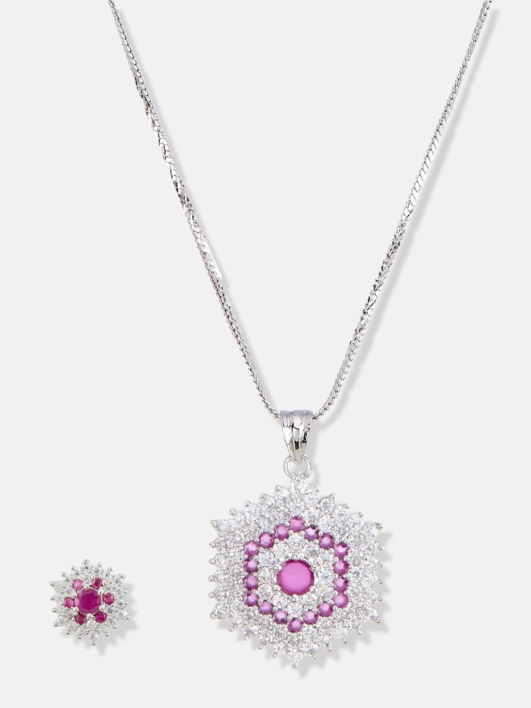ATIBELLE Silver-Plated Cubic Zirconia Studded Jewellery Set