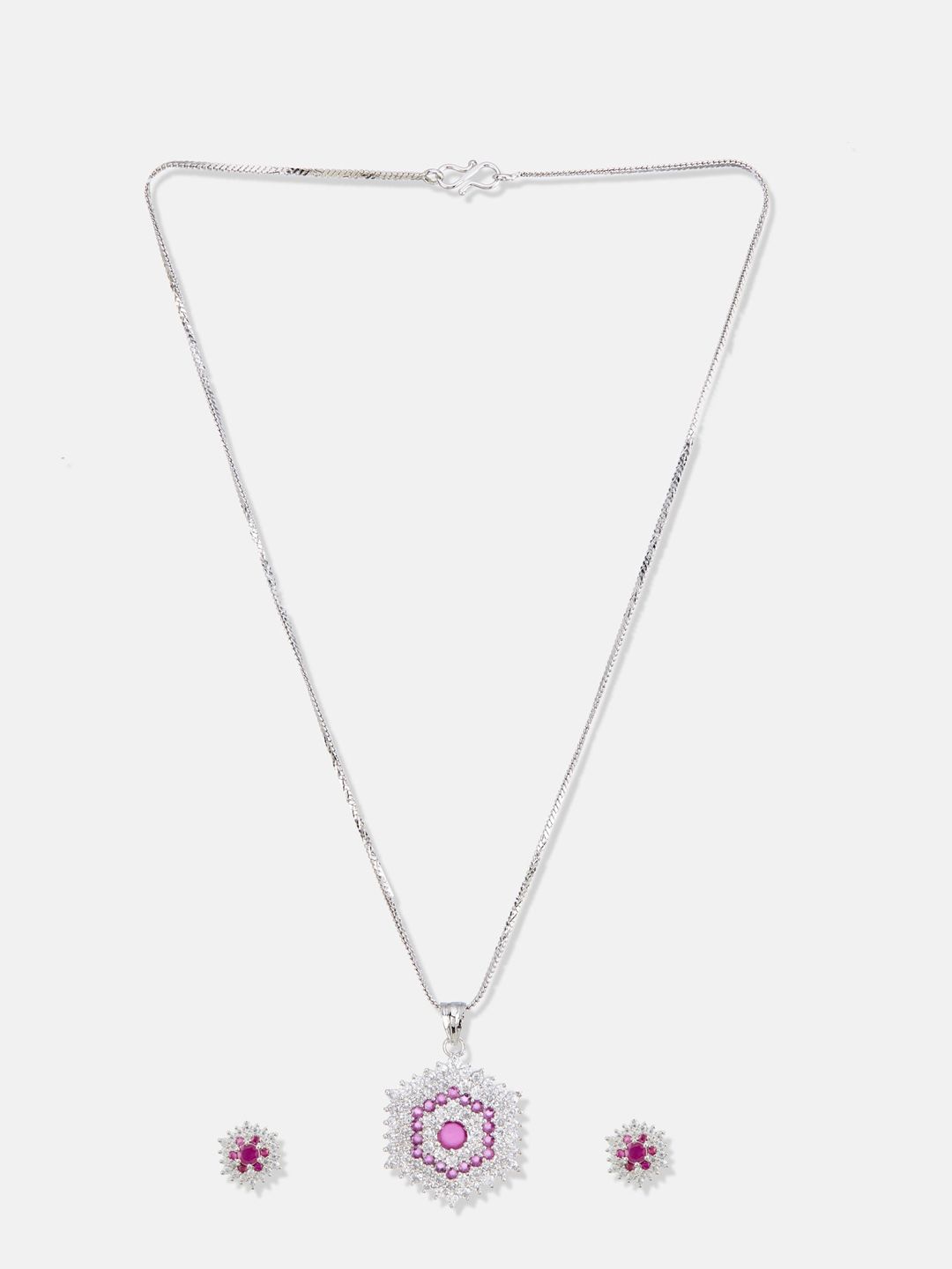 ATIBELLE Silver-Plated Cubic Zirconia Studded Jewellery Set