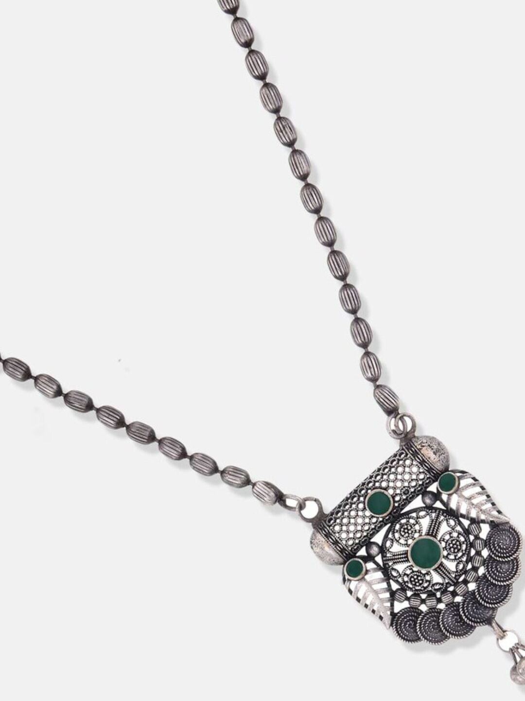 ATIBELLE German Silver-Plated Stone-Studded Floral Shaped Bangle & Necklace