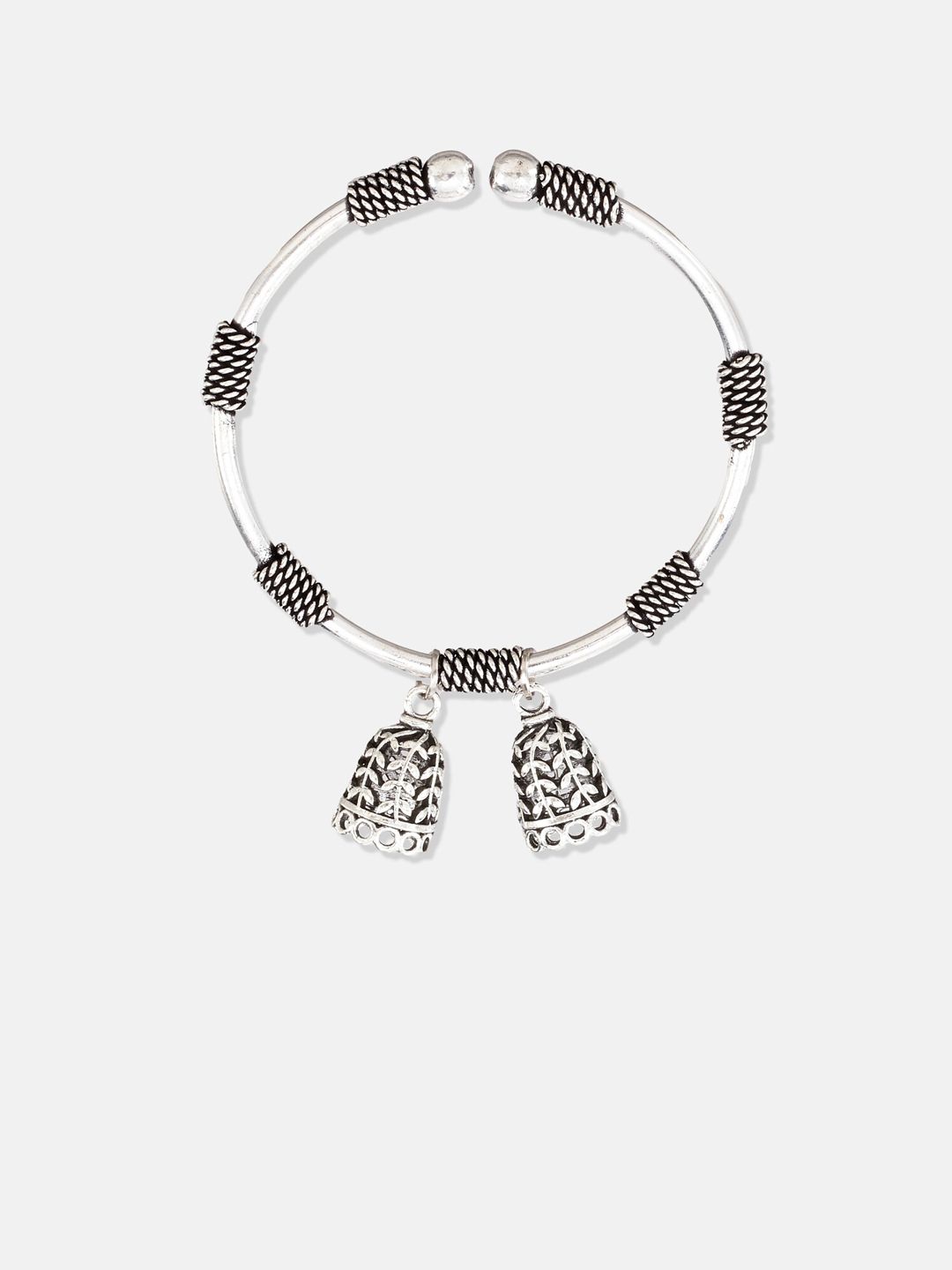 ATIBELLE German Silver-Plated Stone-Studded Floral Shaped Bangle & Necklace
