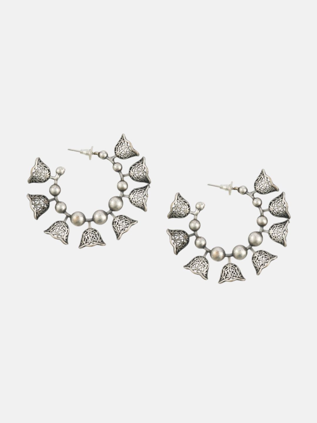 ATIBELLE German Silver-Plated Stone-Studded Floral Shaped Earrings & Necklace