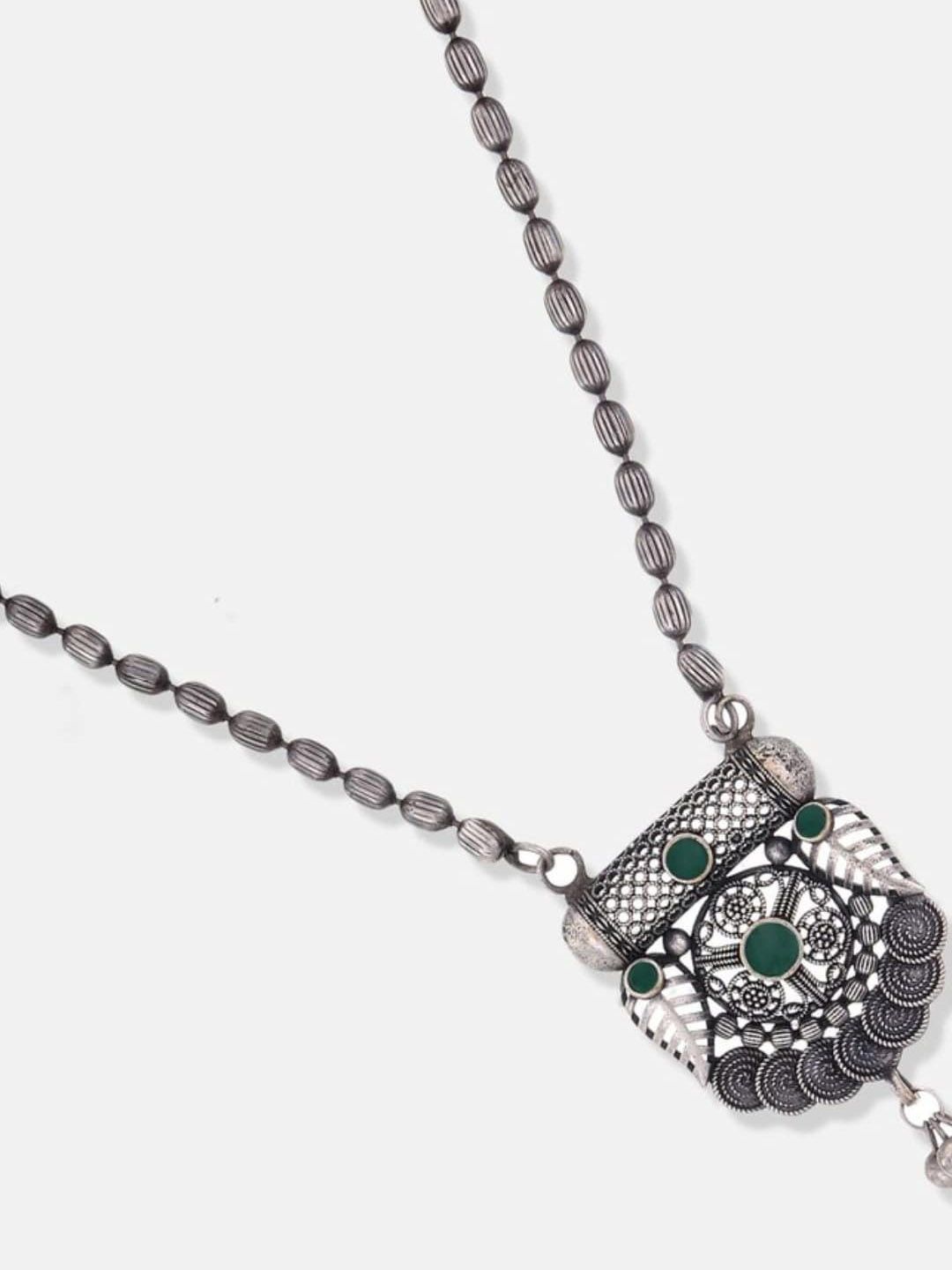 ATIBELLE German Silver-Plated Stone-Studded Floral Shaped Earrings & Necklace