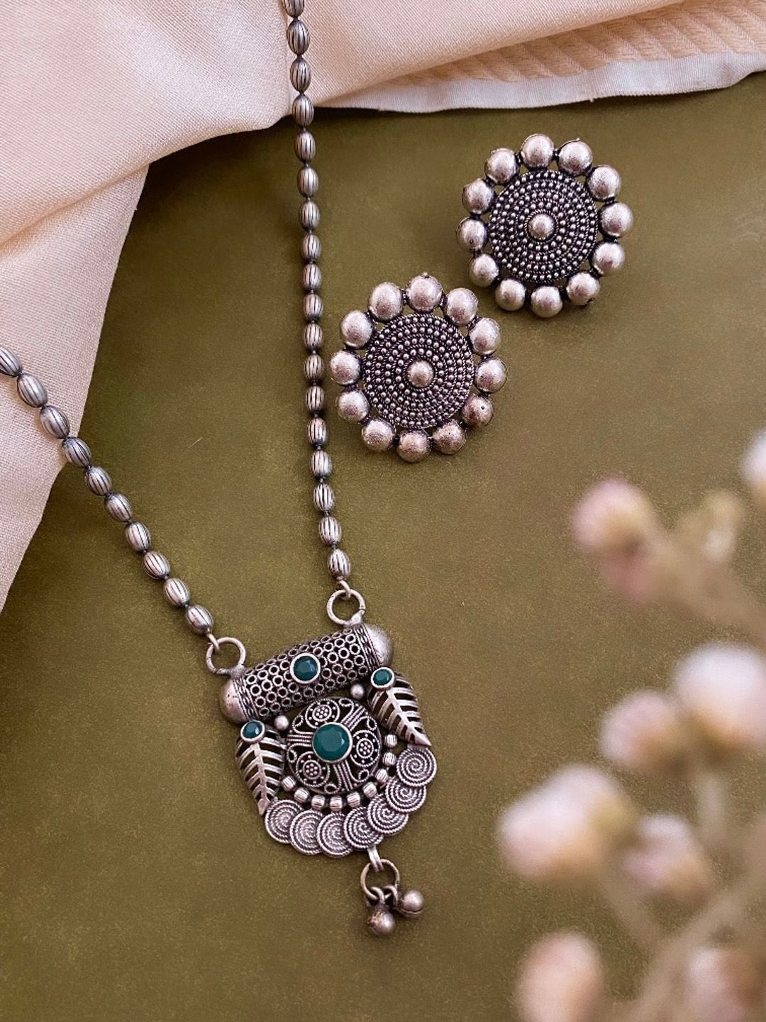 ATIBELLE Silver-Plated Stone Studded Jewellery Set