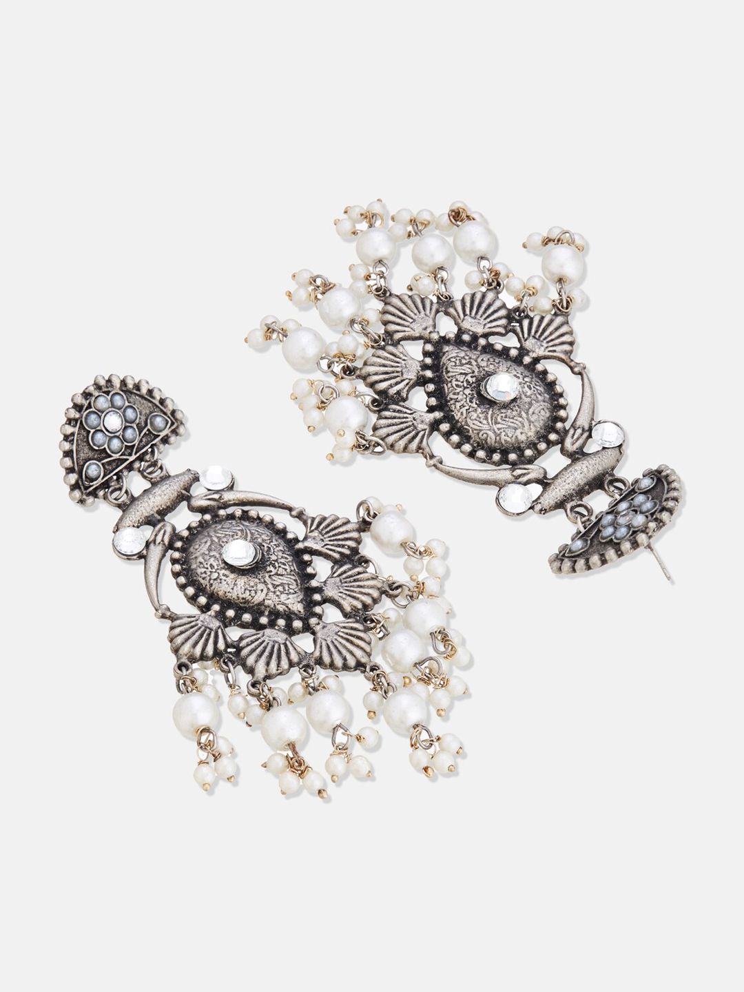 ATIBELLE Silver-Plated Beaded Ghungroo Charm Jewellery Set