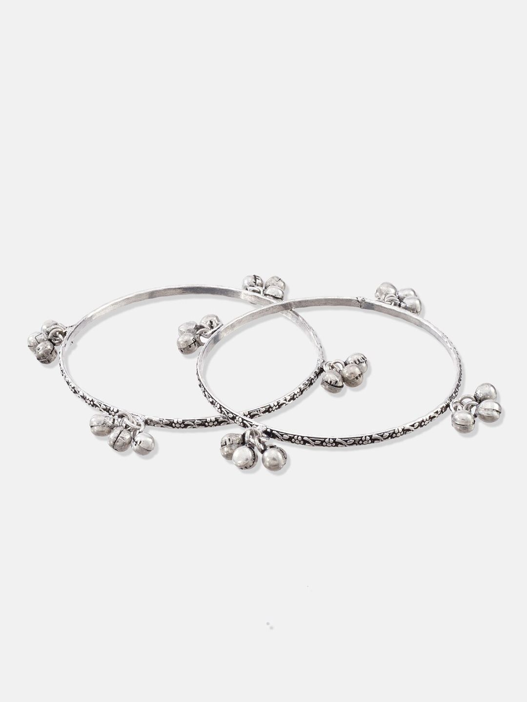 ATIBELLE Silver-Plated Beaded Ghungroo Charm Jewellery Set