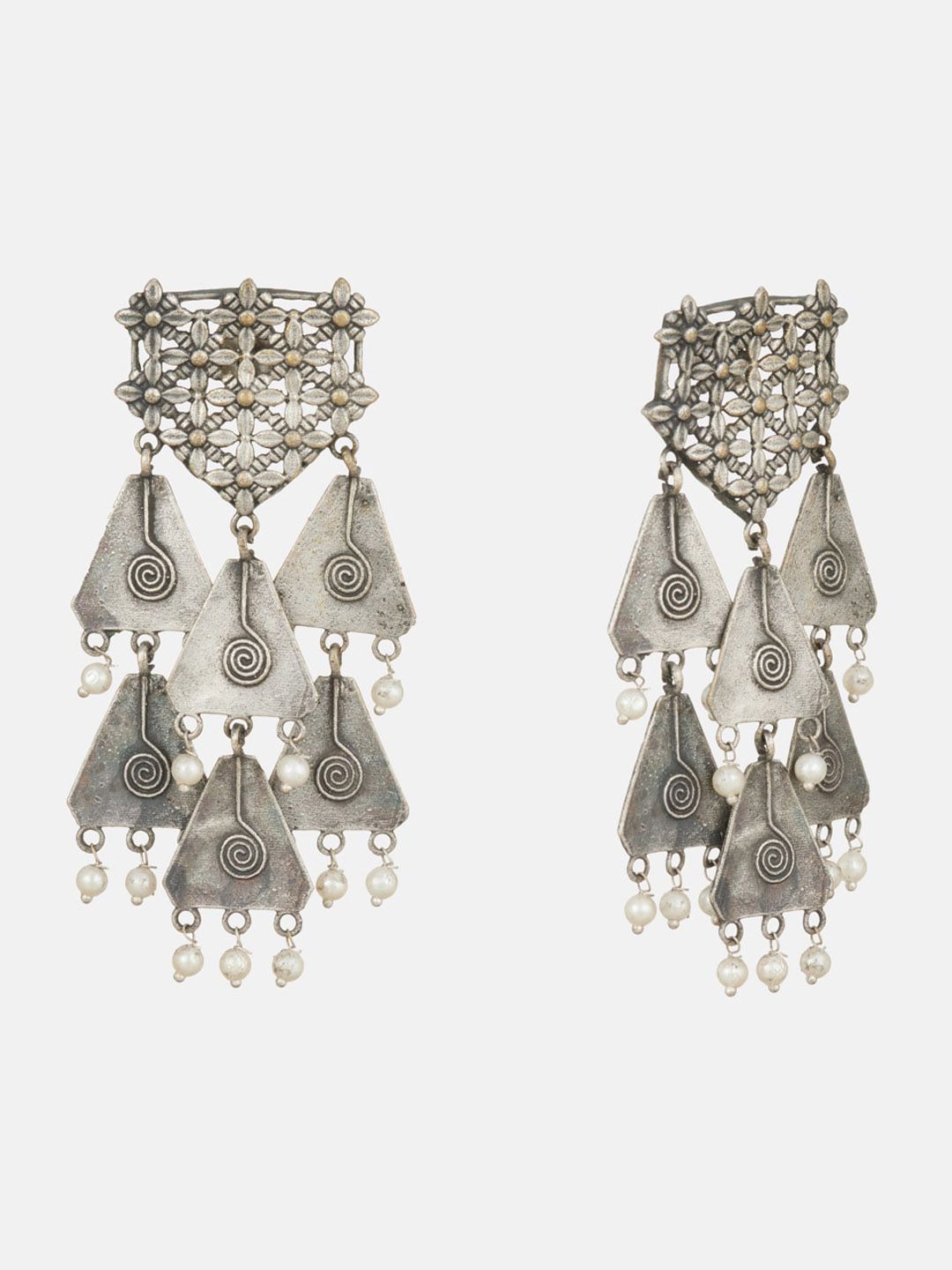 ATIBELLE German Silver-Plated Stone-Studded & Beaded Jewellery Set