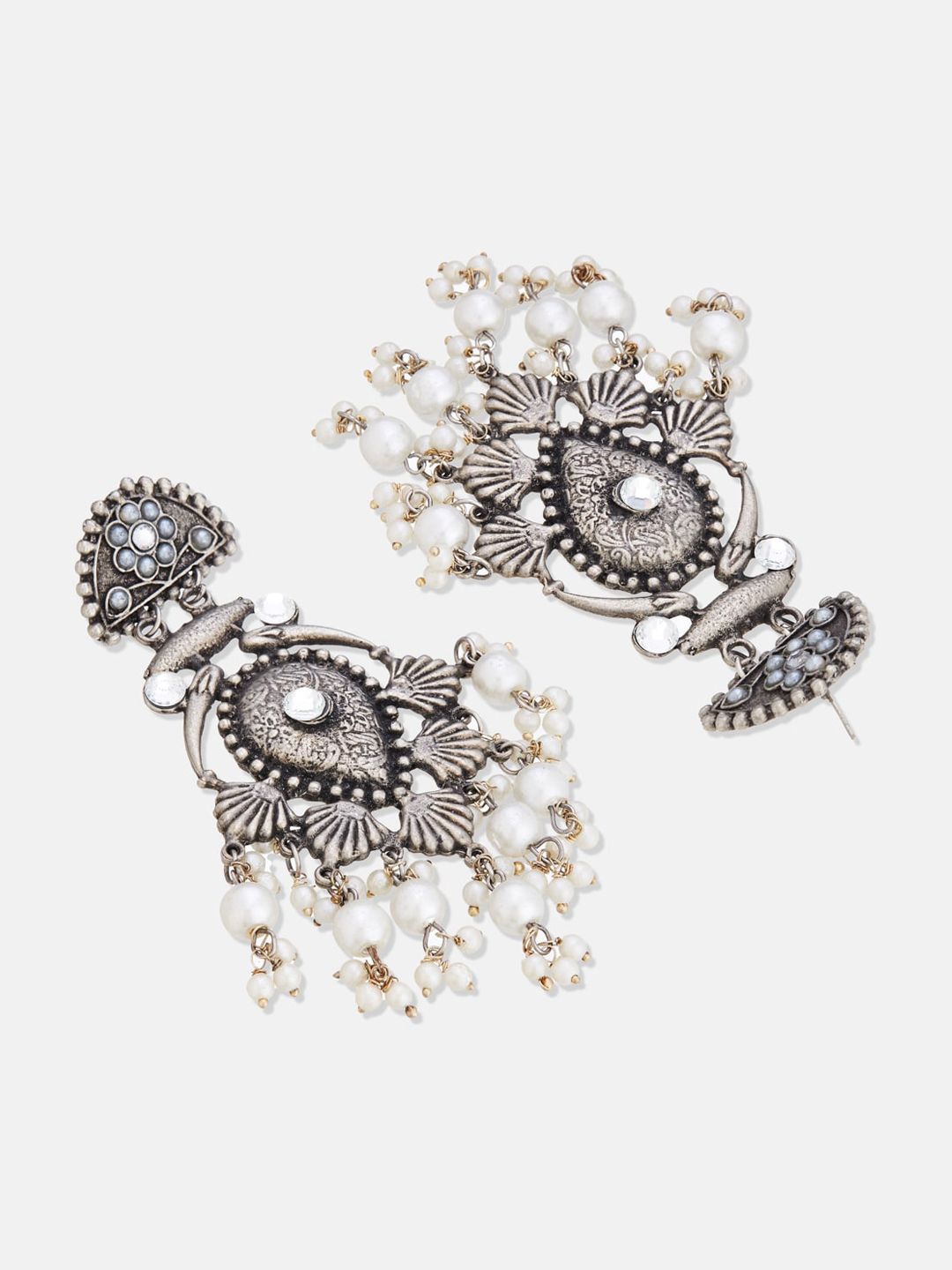 ATIBELLE German Silver-Plated Stone-Studded & Beaded Jewellery Set