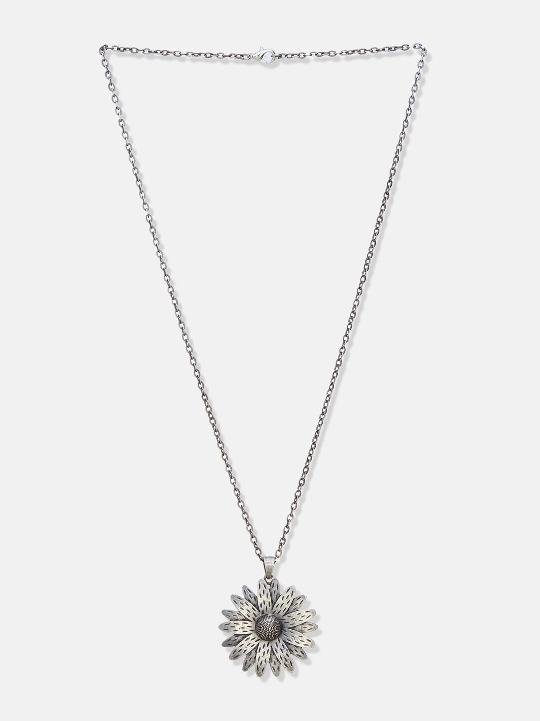 ATIBELLE German Silver Plated Stone-Studded & Beaded Jewellery Set