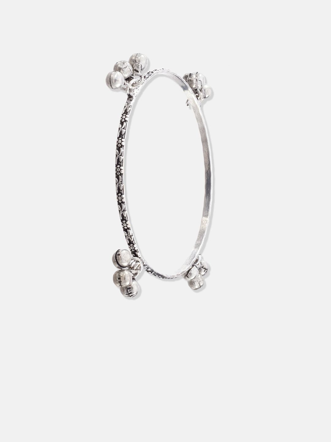 ATIBELLE Silver-Plated Beaded Ghungroo Charm Jewellery Set