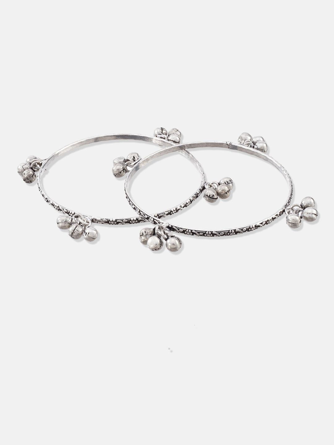 ATIBELLE Set Of 14 Silver-Plated Stone Studded & Beaded Jewellery Set