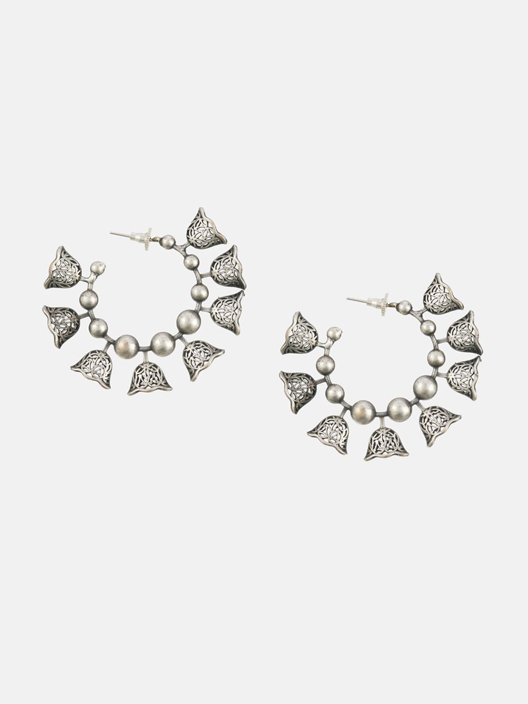 ATIBELLE German Silver Plated Stone-Studded & Beaded Jewellery Set