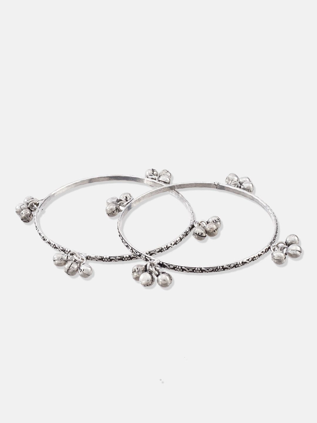 ATIBELLE Silver-Plated Beaded Ghungroo Charm Jewellery Set