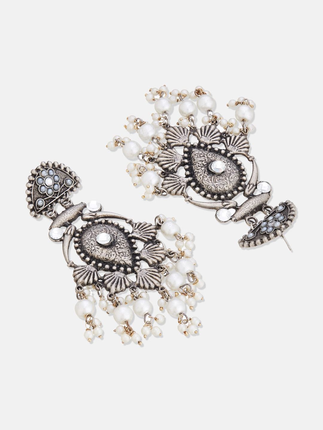ATIBELLE Silver-Plated Beaded Ghungroo Charm Jewellery Set