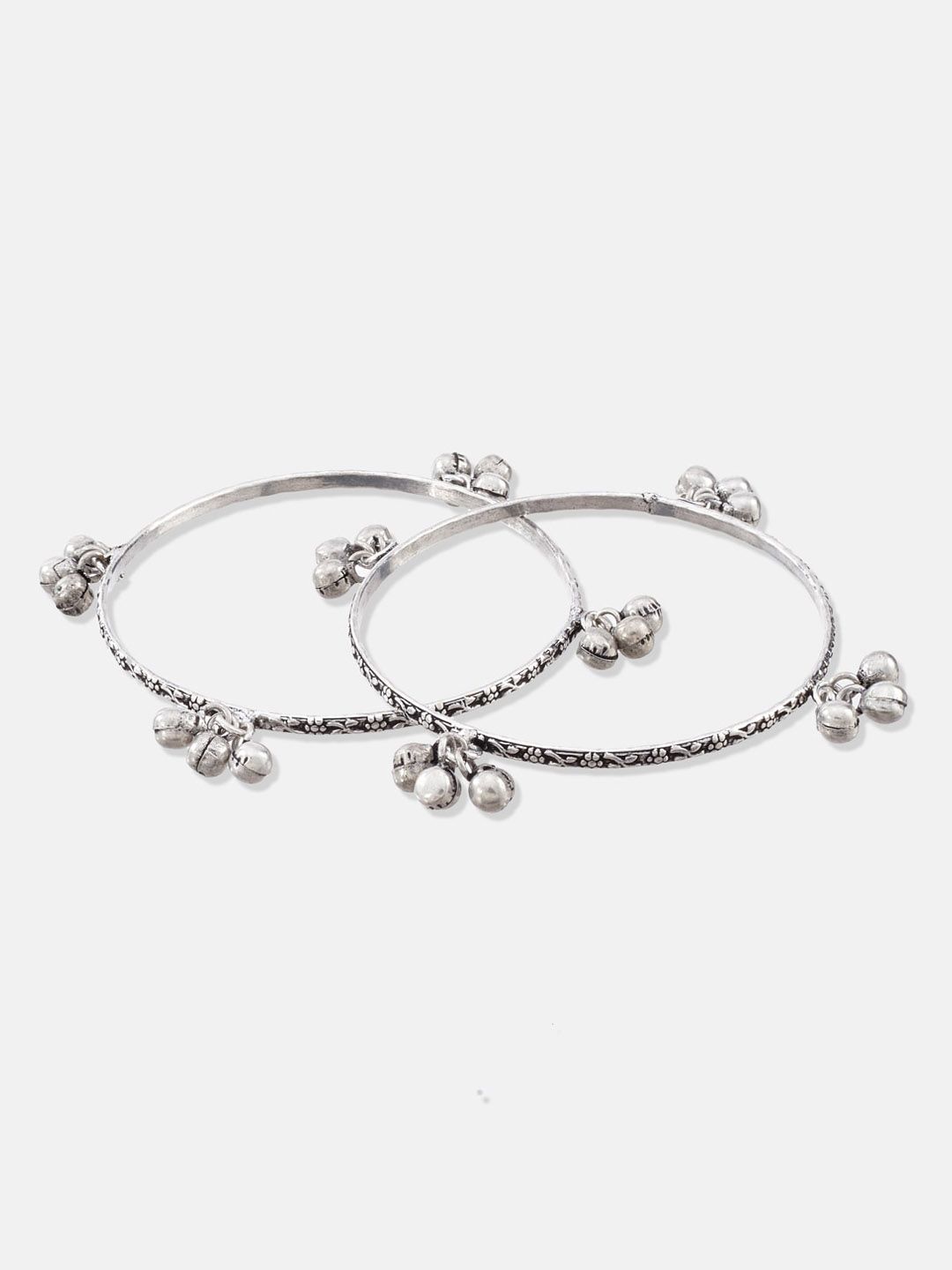 ATIBELLE Set Of 14 Silver-Plated Stone Studded & Beaded Jewellery Set