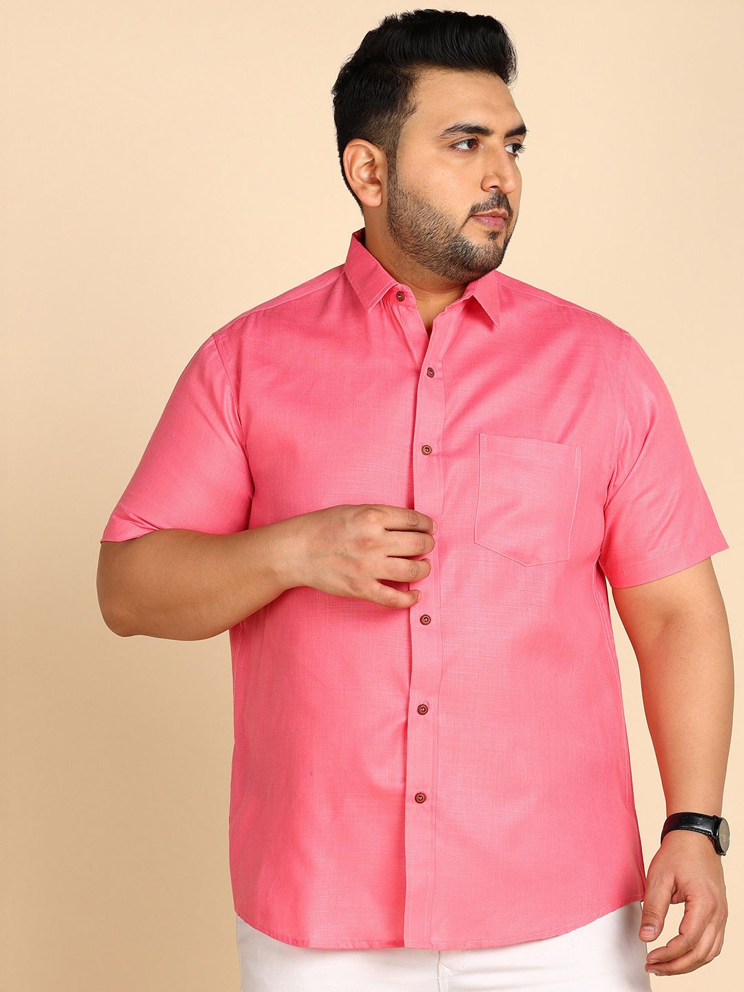 PRINTCULTR Plus Size Spread Collar Classic Cotton Linen Casual Shirt-picture-23