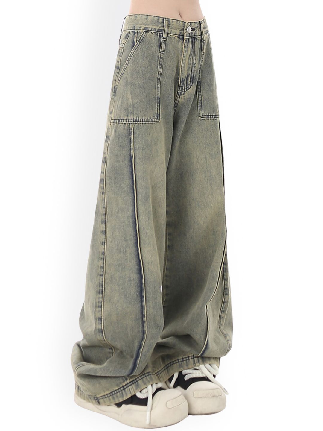 LULU & SKY Women Wide Leg Heavy Fade High-Rise Clean Look Jeans-image-48