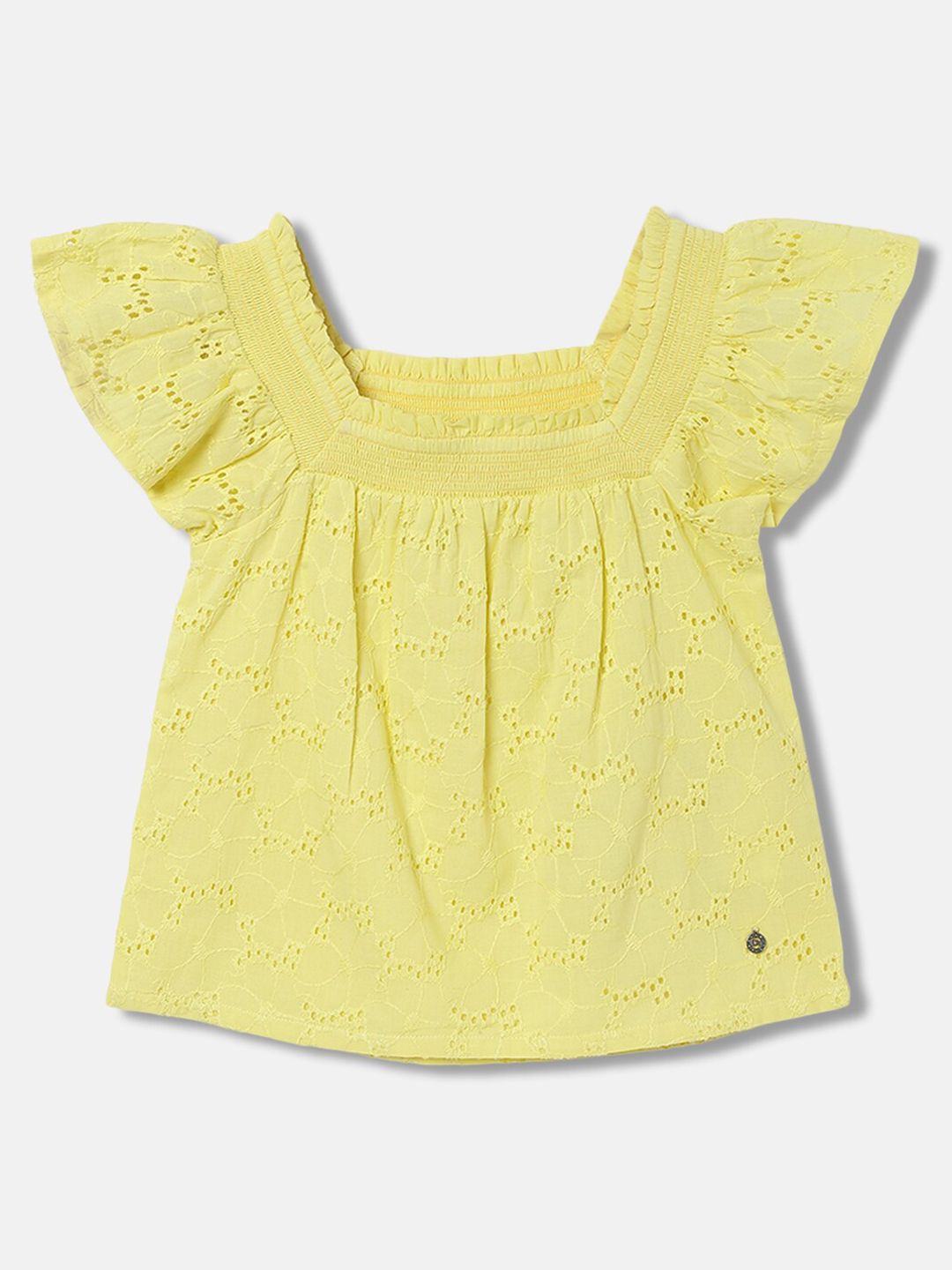 ELLE Schiffli Square Neck Pure Cotton Top-picture-25