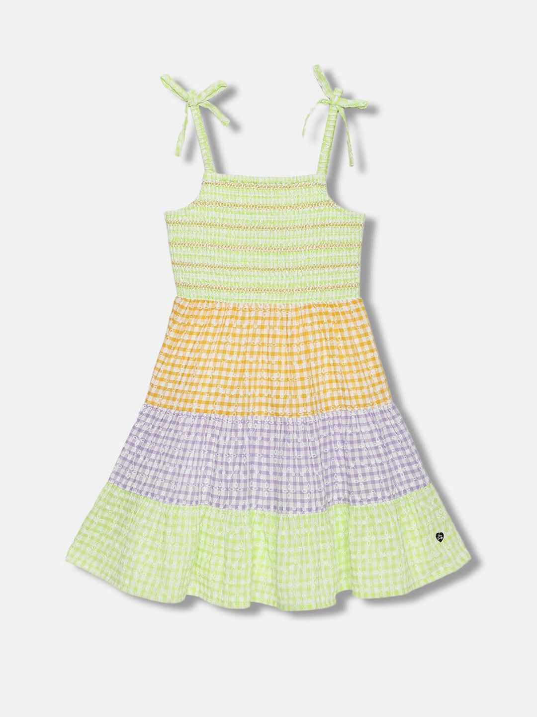 Blue Giraffe Floral Printed Shoulder Straps Smocked A-Line Dress-picture-14