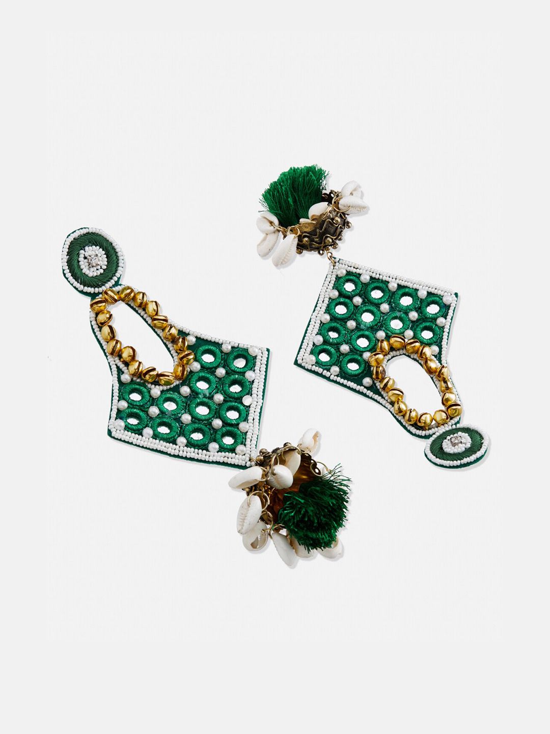 ATIBELLE Set of 2 Gold-Plated Kundan Beaded Jhumkas