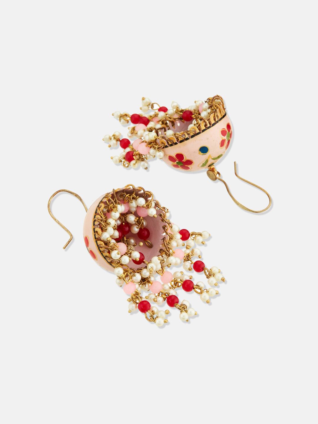 ATIBELLE Set of 2 Gold-Plated Kundan Beaded Jhumkas
