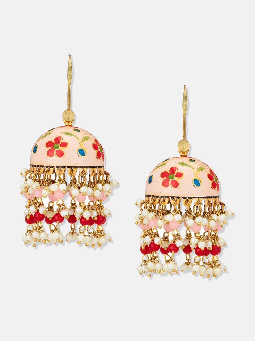 ATIBELLE  Set of 2 Gold-Plated Kundan Beaded Drop Earrings & Jhumkas