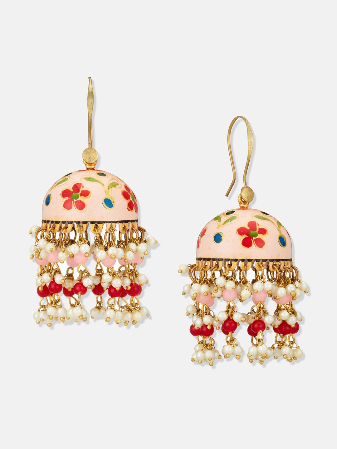 ATIBELLE  Set of 2 Gold-Plated Kundan Beaded Drop Earrings & Jhumkas