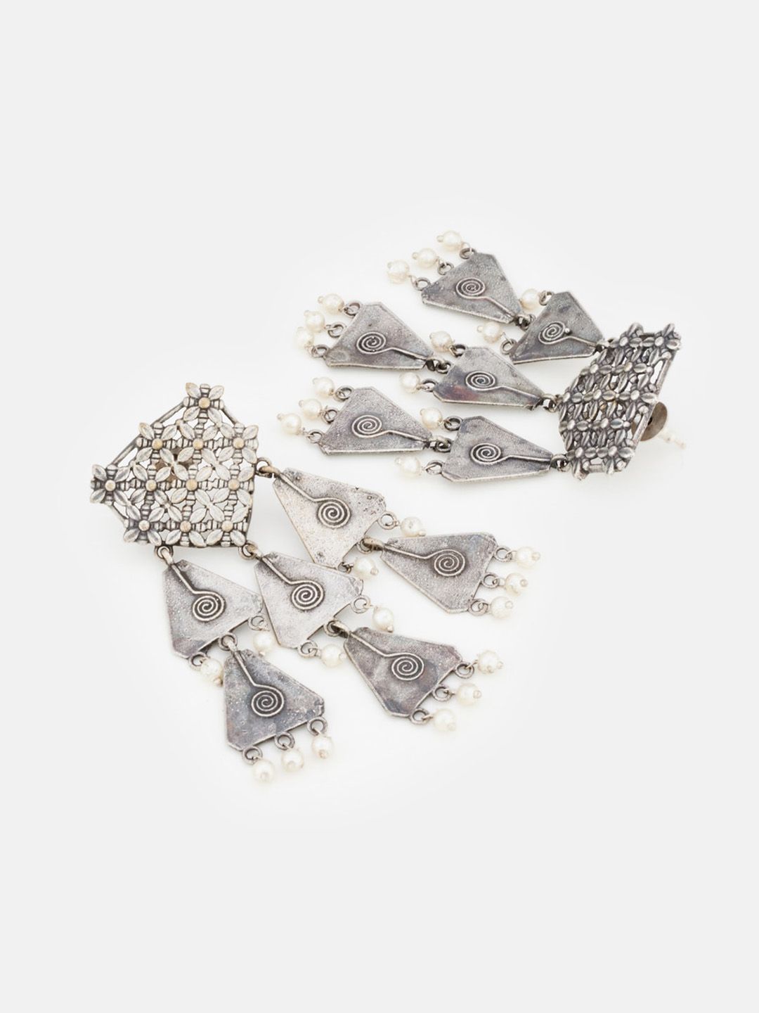 ATIBELLE Set of 2 German Silver Contemporary Drop Earrings