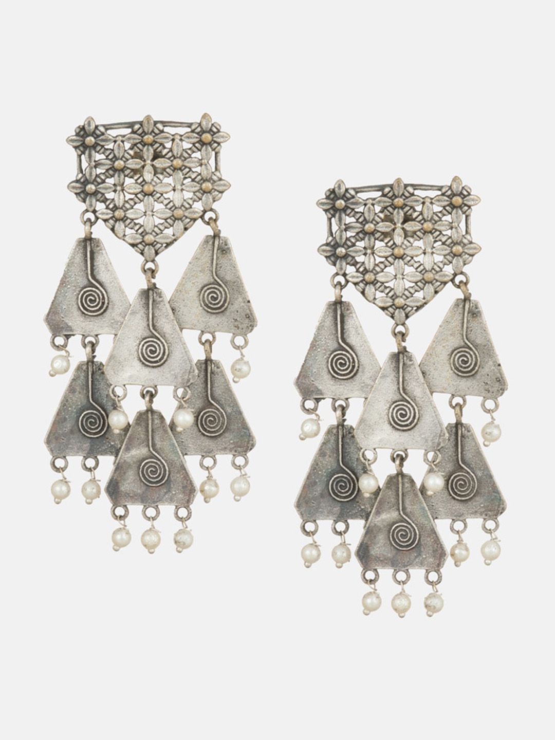 ATIBELLE Set of 2 German Silver Contemporary Drop Earrings