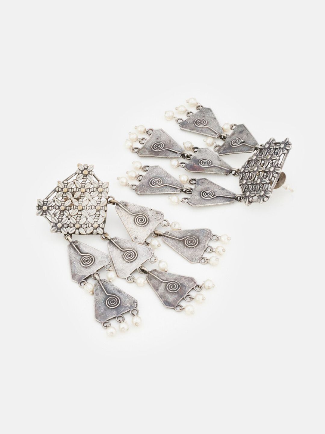 ATIBELLE Set Of 2 German Silver Plated Beaded Classic Drop & Hoop Earrings