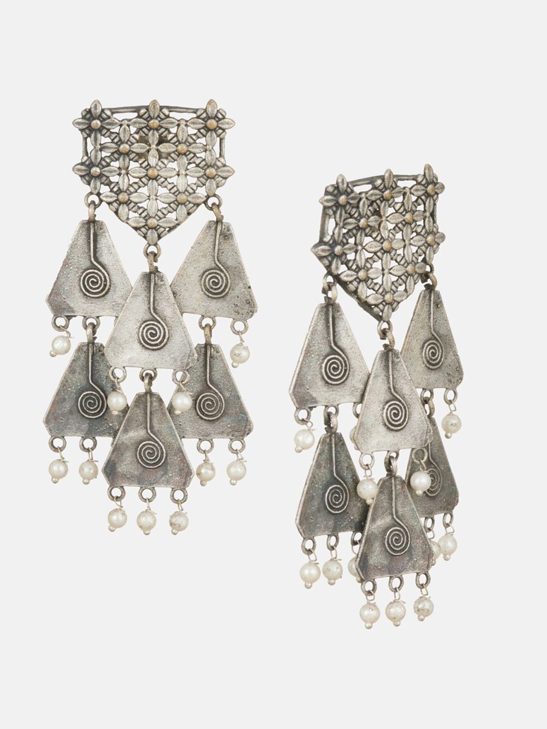 ATIBELLE Set Of 2 German Silver Plated Beaded Classic Drop & Hoop Earrings